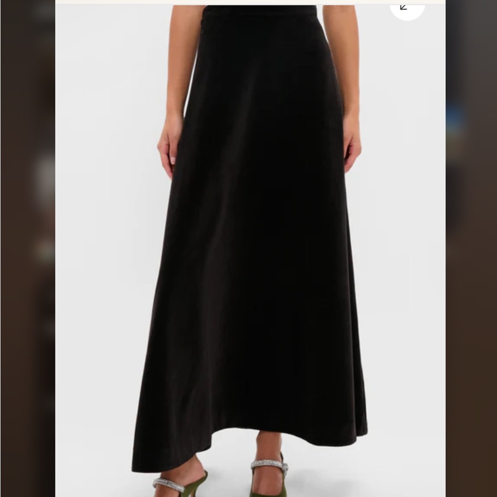 Authentic 70s 80s vintage Black Velvet Maxi Skirt button back back slit rrrruss